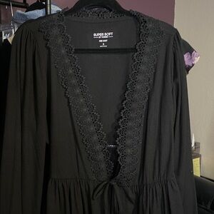 Torrid Black Super Rib Rib Knit Tie Front Cardigan -2x -Preloved